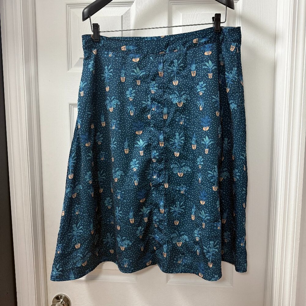 Dash of Pep Self Care Plants Printed lined skirt with pockets size XL